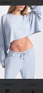 SKIMS Soft Lounge Long Sleeve Cropped T-Shirt Zen Blue Large